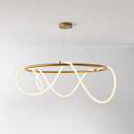 Sculptural Linear Curve LED Chandelier in Gold or Black