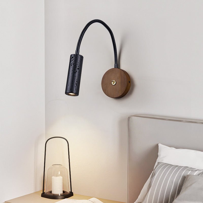 Flexstone Reader Wall Sconce in Walnut and Black Travertine