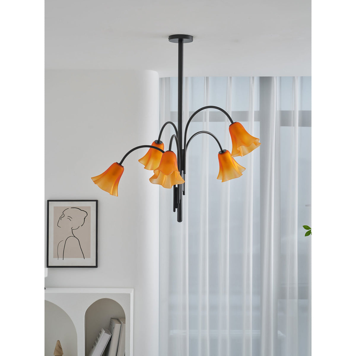 Petalia Blossom Chandelier – Floral Glass Pendant Light for Dining Room and Living Room