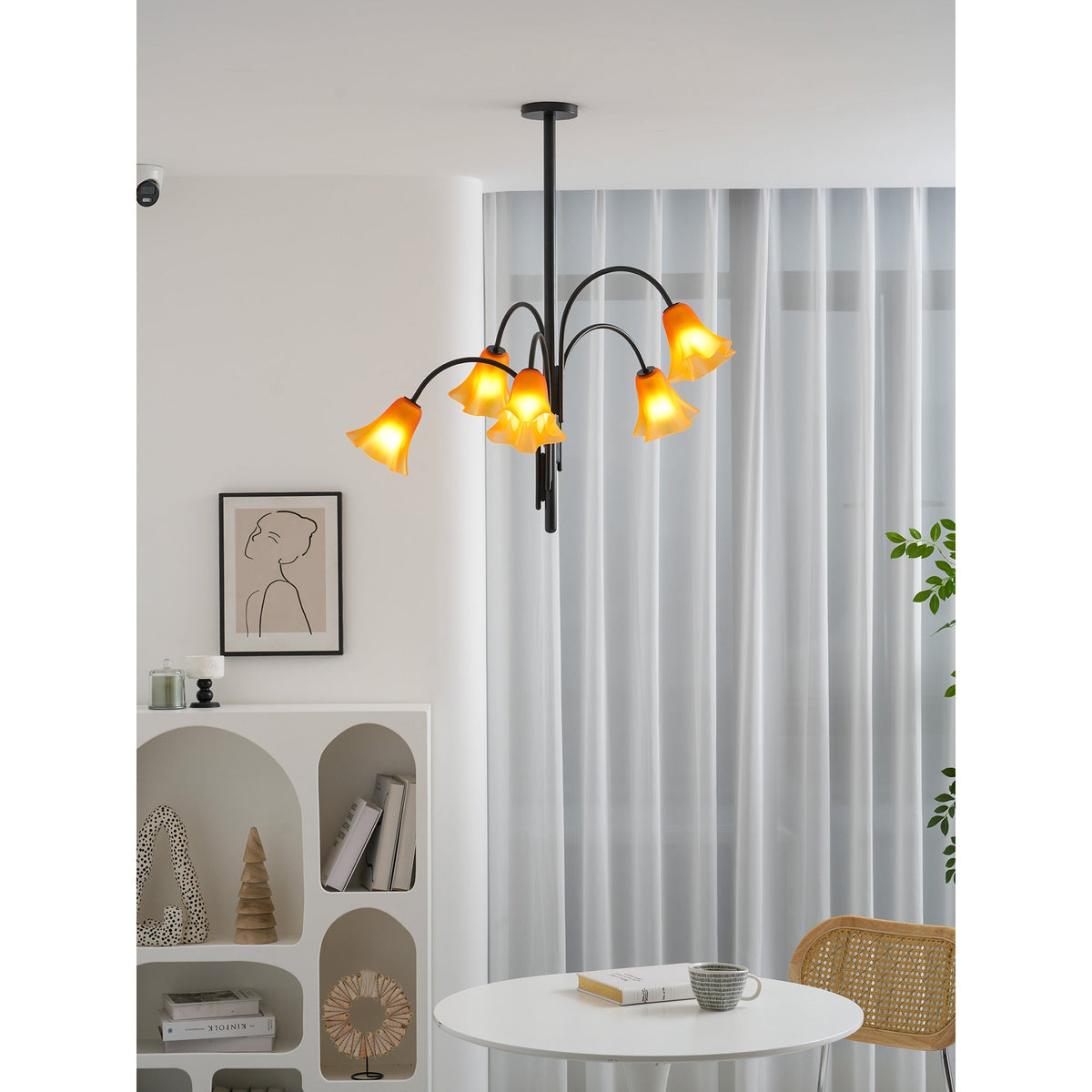 Petalia Blossom Chandelier – Floral Glass Pendant Light for Dining Room and Living Room