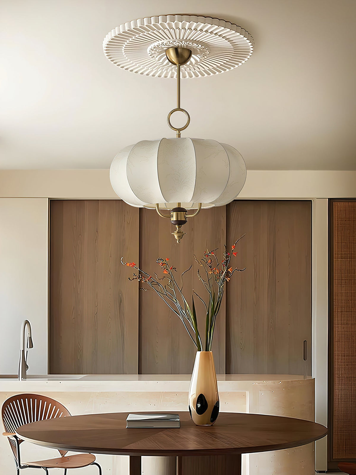 Florabelle Lantern Pendant Light – Modern Designer Ceiling Lamp with Wood Accent