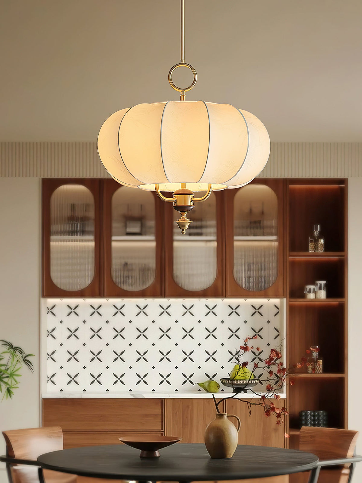Florabelle Lantern Pendant Light – Modern Designer Ceiling Lamp with Wood Accent