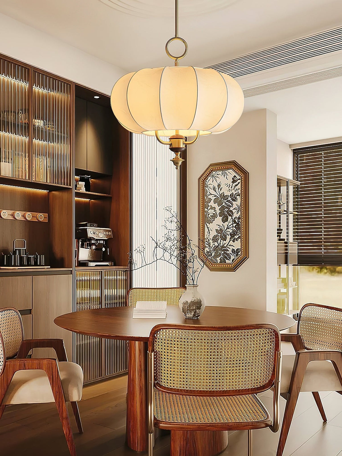 Florabelle Lantern Pendant Light – Modern Designer Ceiling Lamp with Wood Accent