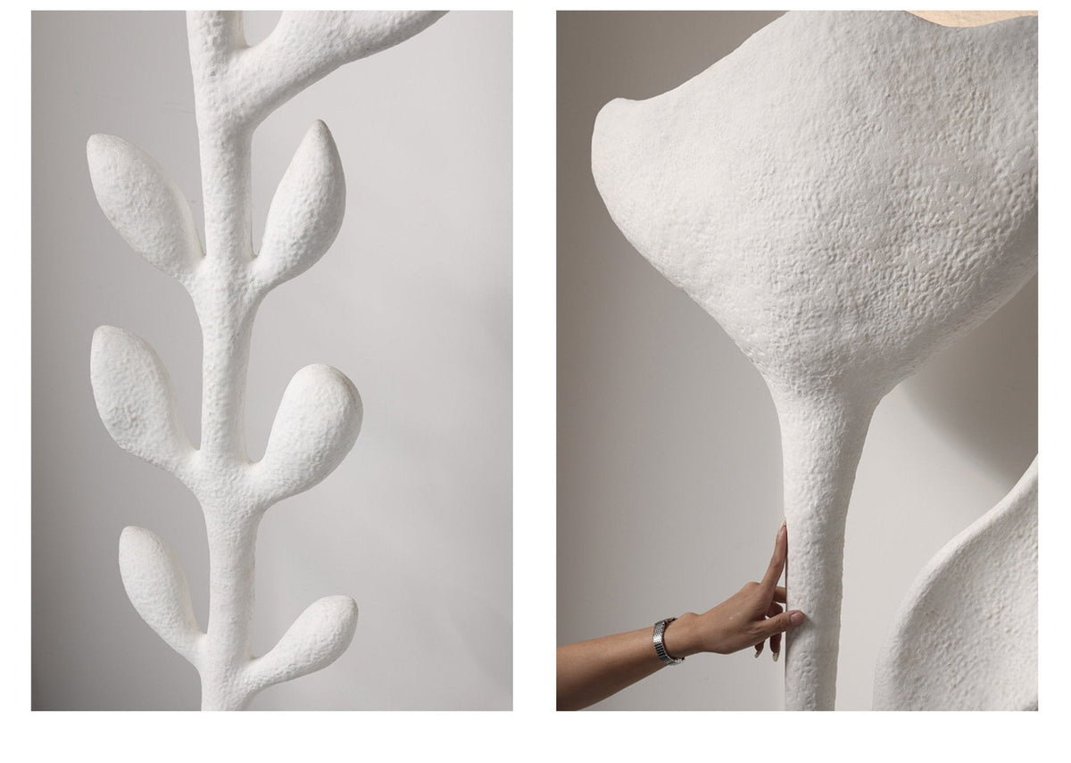 Florae Sculptural Floor Lamp – Hand-Textured Matte White, 79" Tall