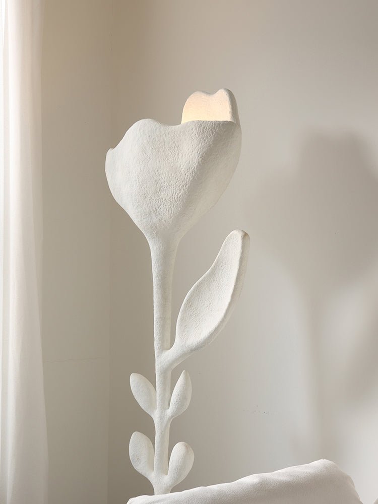 Florae Sculptural Floor Lamp – Hand-Textured Matte White, 79" Tall