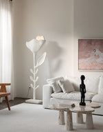 Florae Sculptural Floor Lamp – Hand-Textured Matte White, 79" Tall