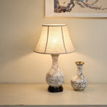 Floral Bird Ceramic Table Lamp with Beige Fabric Shade