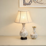 Floral Bird Ceramic Table Lamp with Beige Fabric Shade