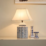 Floral Bird Porcelain Jar Table Lamp with Fabric Shade