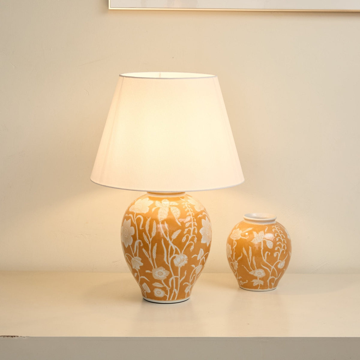 Aurelia Floral Ceramic Table Lamp with Fabric Shade