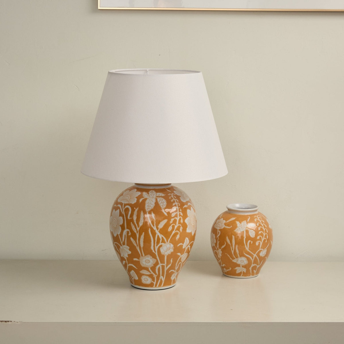 Aurelia Floral Ceramic Table Lamp with Fabric Shade
