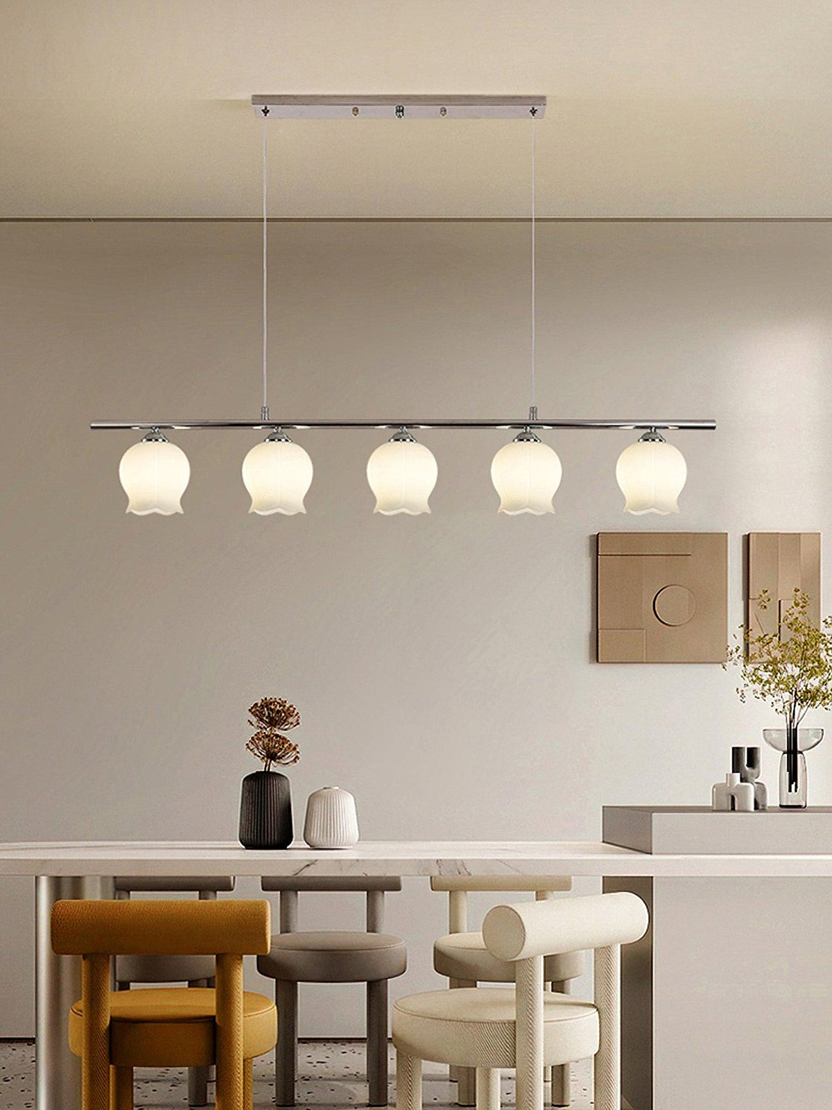 Floral Glass Pendant Light – Modern Designer Chandelier for Dining & Kitchen