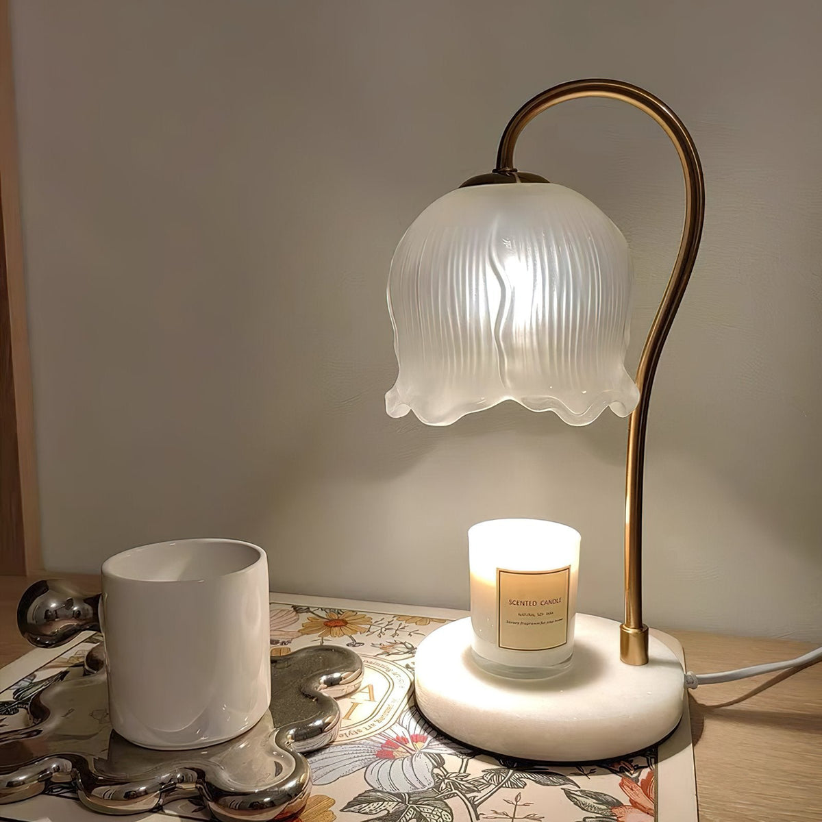 Floral Glass Table Lamp