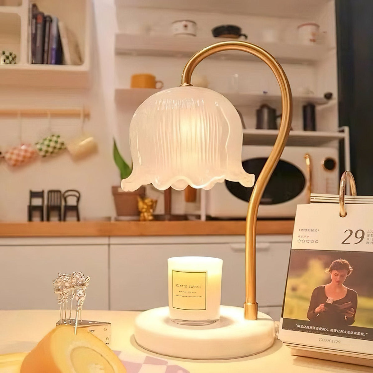 Floral Glass Table Lamp