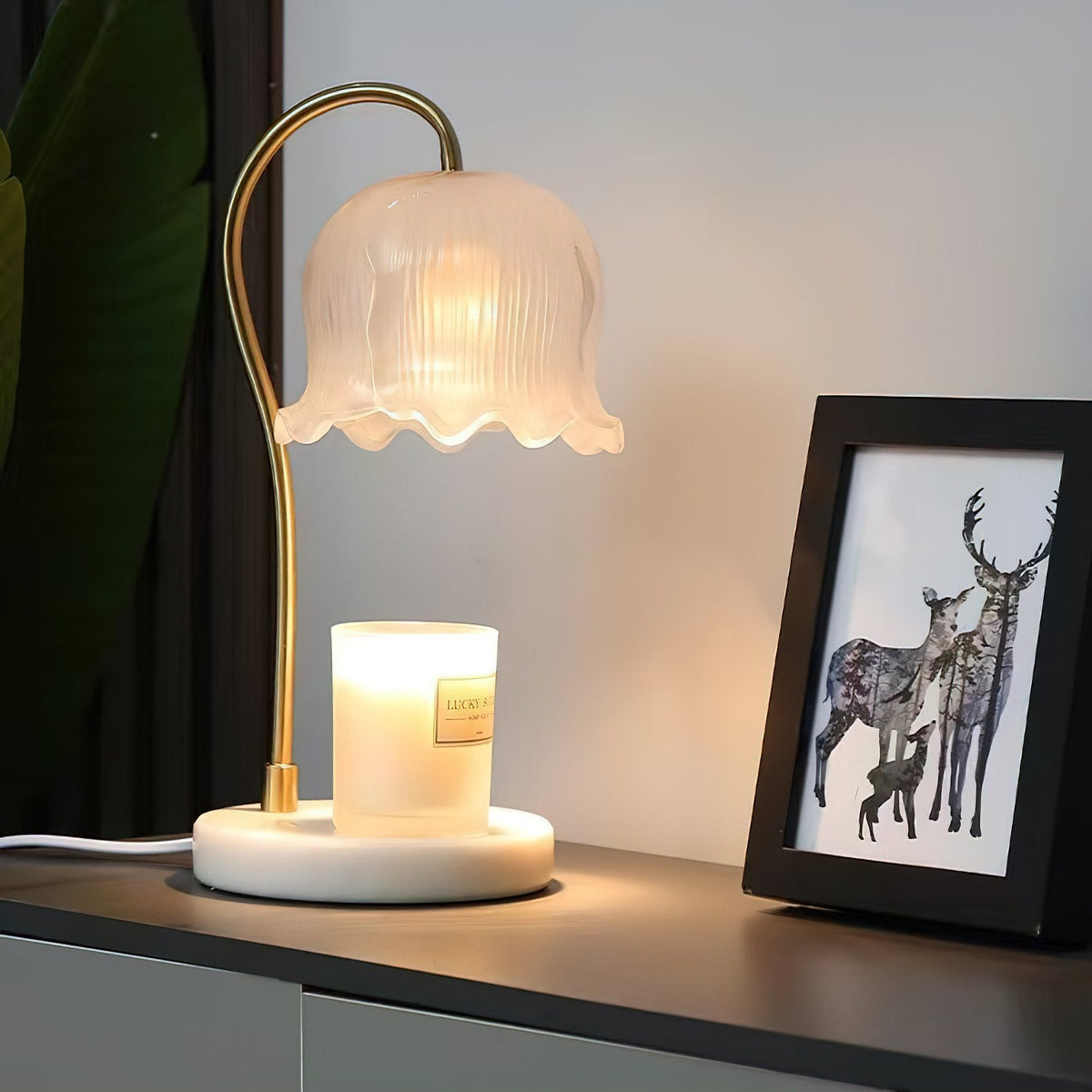 Floral Glass Table Lamp