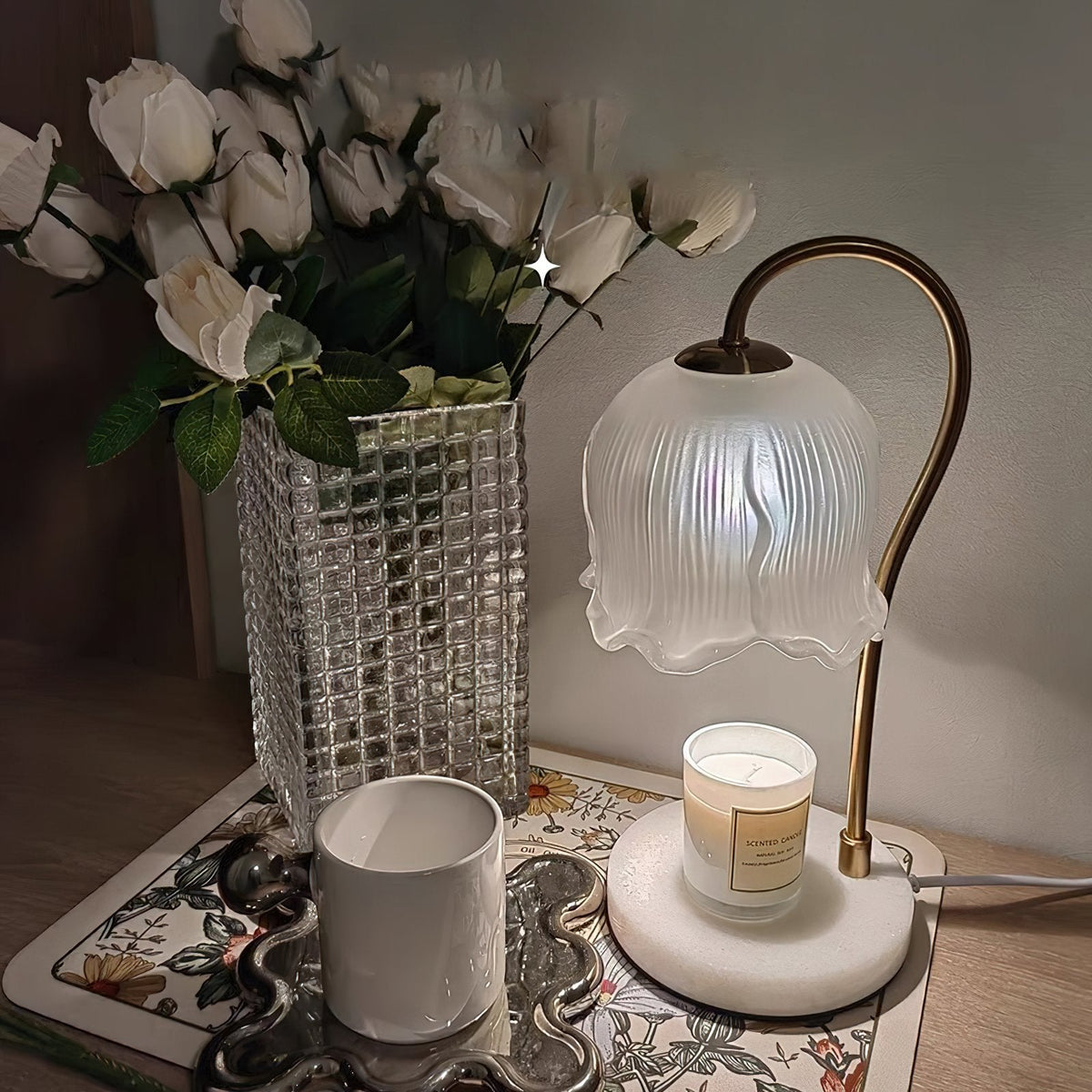 Floral Glass Table Lamp