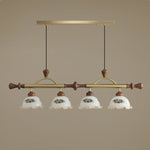 Art Deco Floral Glass Pendant Light with Walnut Wood and Gold Accents