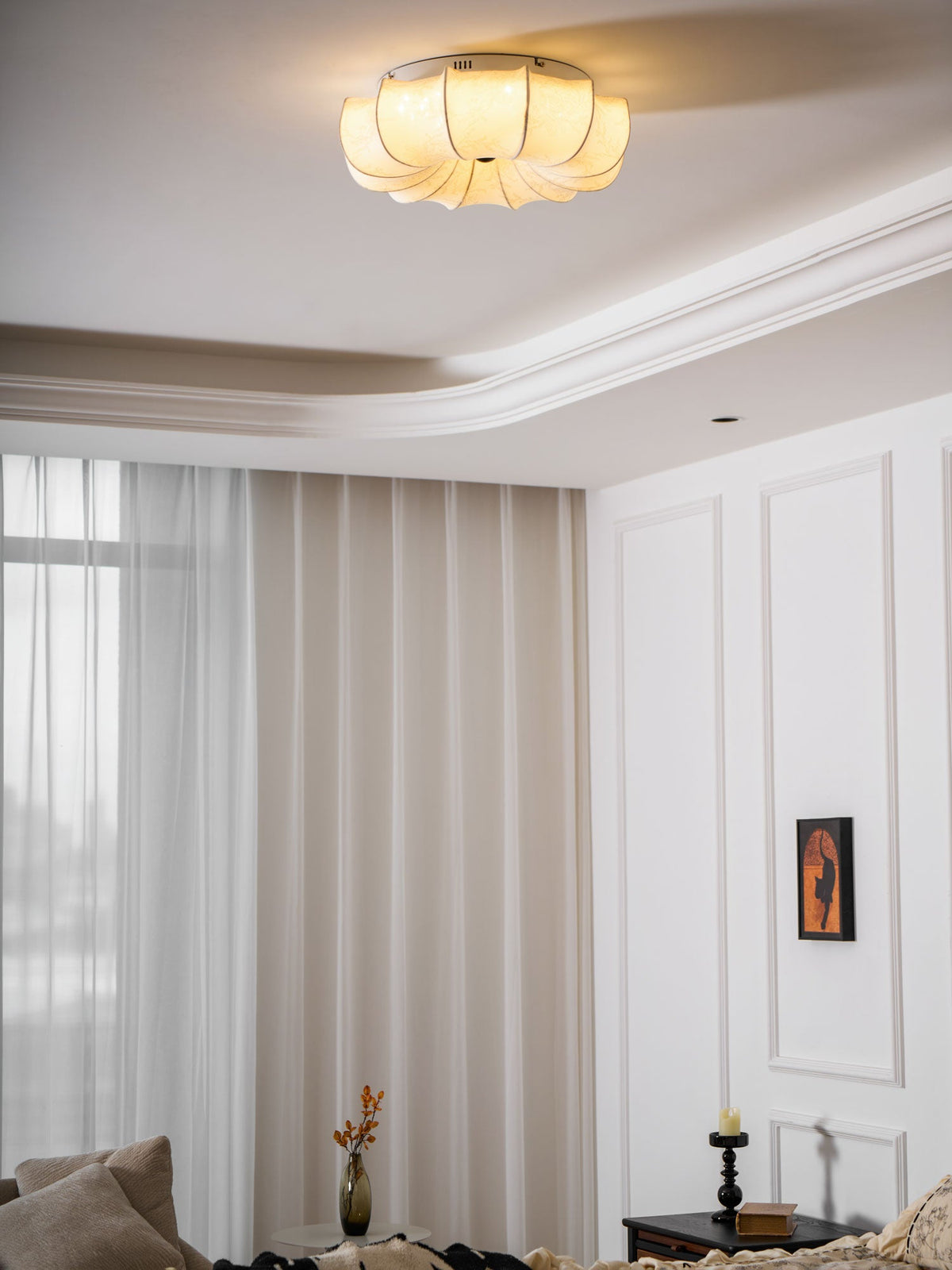 Floralis Ceiling Light – Designer Flush Mount with Fabric Shade
