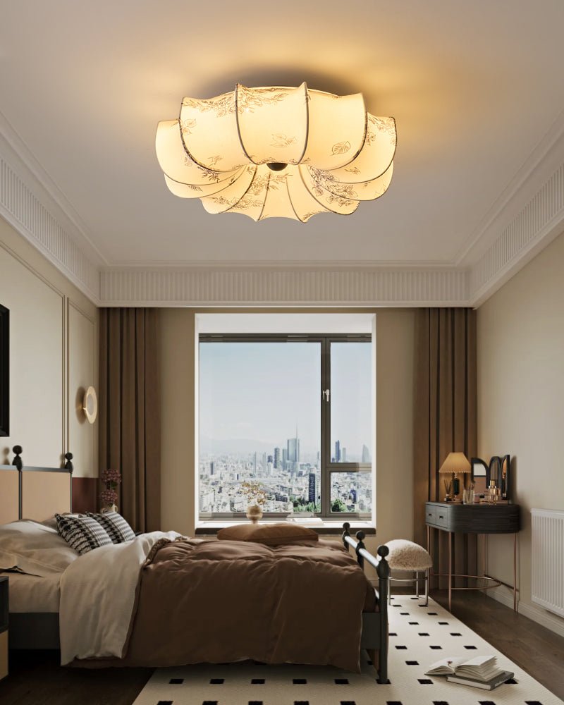 Floralis Ceiling Light – Designer Flush Mount with Fabric Shade