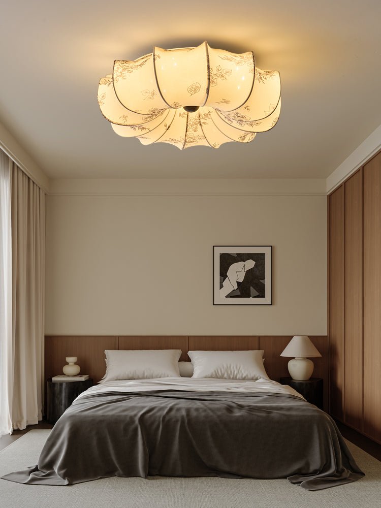 Floralis Ceiling Light – Designer Flush Mount with Fabric Shade