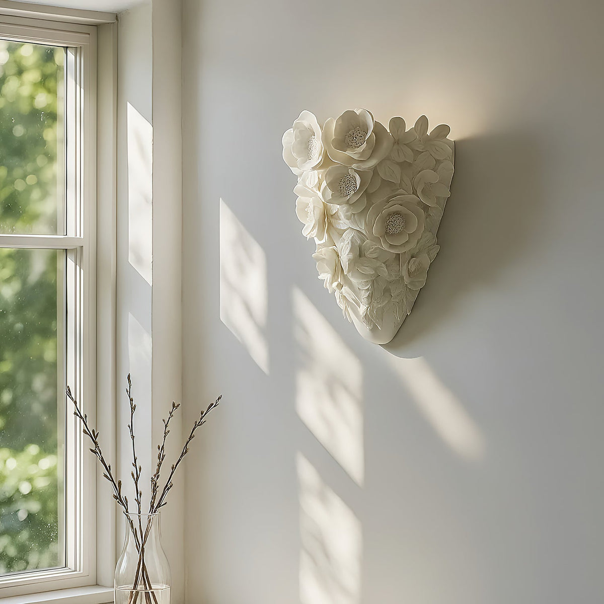 Floranza Ceramic Wall Sconce with Floral Relief – Modern LED Wall Light