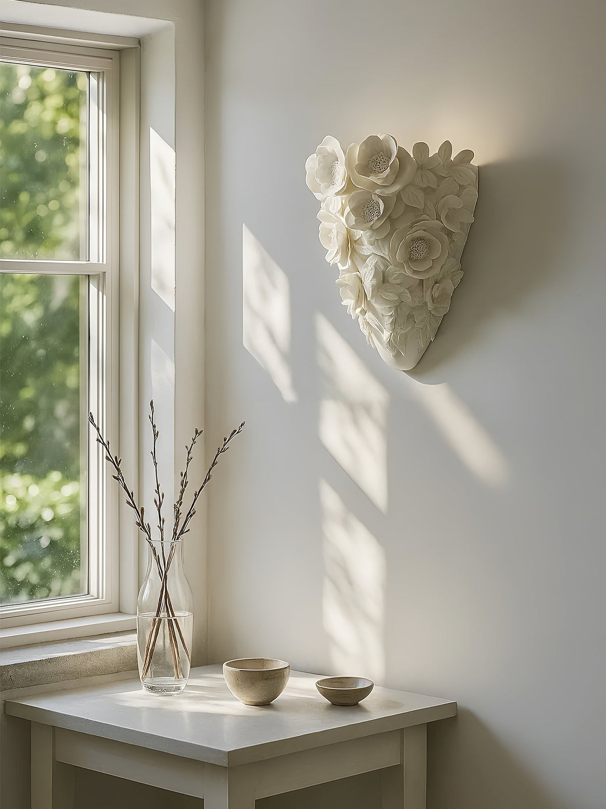 Floranza Ceramic Wall Sconce with Floral Relief – Modern LED Wall Light