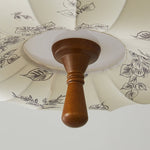 Floravelle Lantern Semi Flush Mount Ceiling Light in Walnut and Ivory
