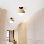 Flore Travertine Bud Ceiling Light — Natural Stone Flush Mount