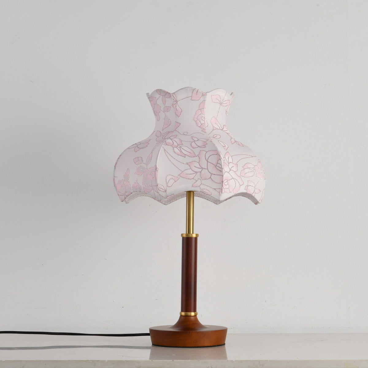 Florence Blossom Table Lamp – Walnut Wood & Fabric Designer Lamp