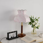 Florence Blossom Table Lamp – Walnut Wood & Fabric Designer Lamp