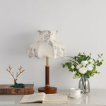 Florence Blossom Table Lamp – Walnut Wood & Fabric Designer Lamp