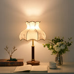 Florence Blossom Table Lamp – Walnut Wood & Fabric Designer Lamp