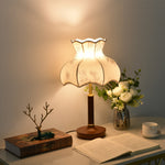 Florence Blossom Table Lamp – Walnut Wood & Fabric Designer Lamp