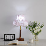 Florence Blossom Table Lamp – Walnut Wood & Fabric Designer Lamp