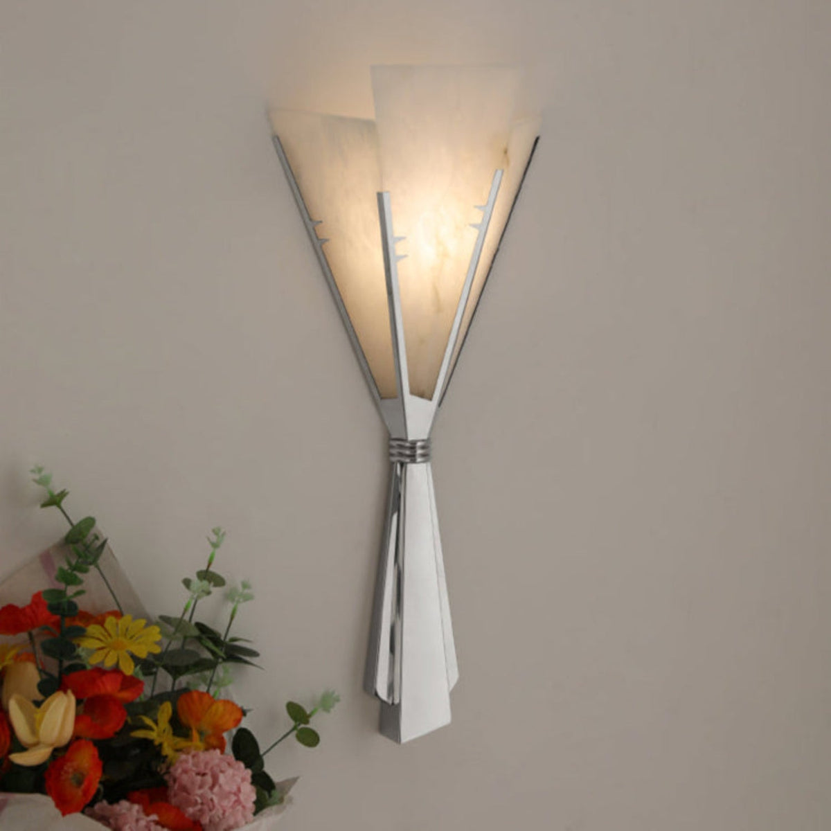 Florent Alabaster Fan Wall Sconce – Sculptural Illumination for Refined Interiors