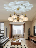 Florentia Modern Wood & Glass Chandelier for Dining Room and Foyer