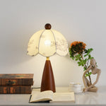 Florina Blossom Table Lamp – Walnut & Botanical Fabric