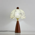 Florina Blossom Table Lamp – Walnut & Botanical Fabric