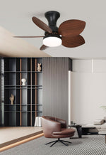Floriva Blossom Ceiling Fan with LED Light, Walnut Wood Blades