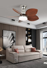 Floriva Blossom Ceiling Fan with LED Light, Walnut Wood Blades
