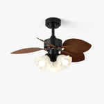 Floriva Leaf Ceiling Fan Light with Wood Blades and Frosted Glass Shade