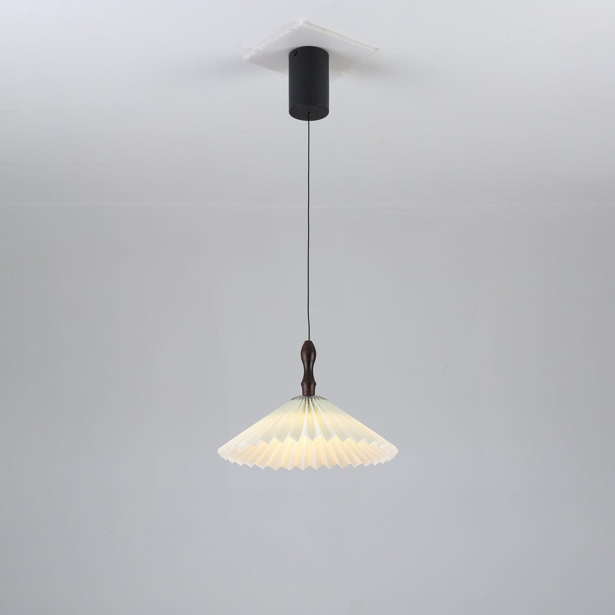 Blossom Paper Pendant Light with Wood and Iron Accents
