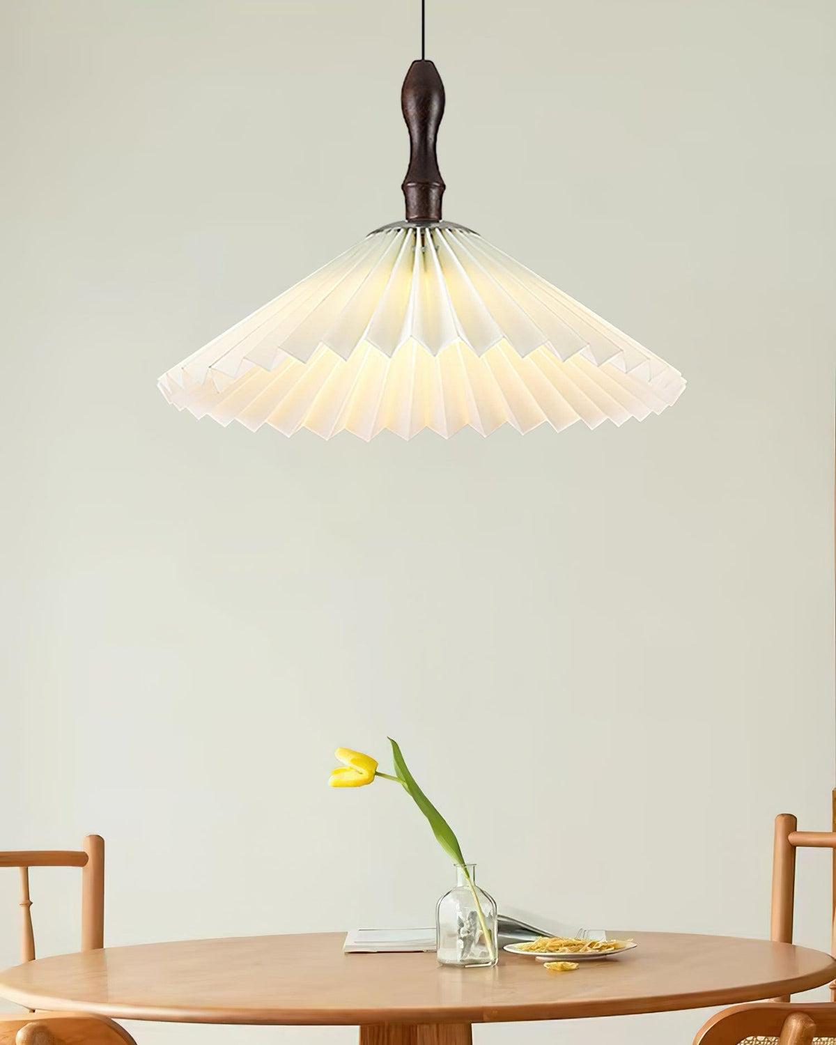 Blossom Paper Pendant Light with Wood and Iron Accents