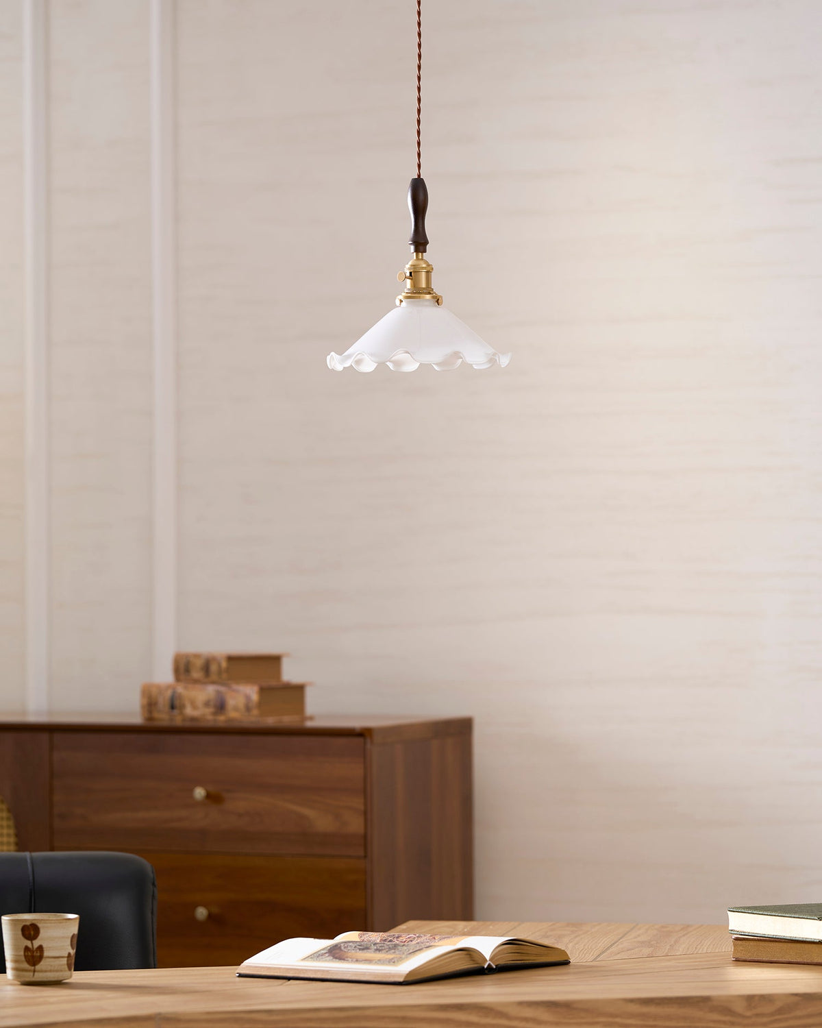 Flower Petals Swag Pendant Light — Brass & Glass Modern Hanging Lamp