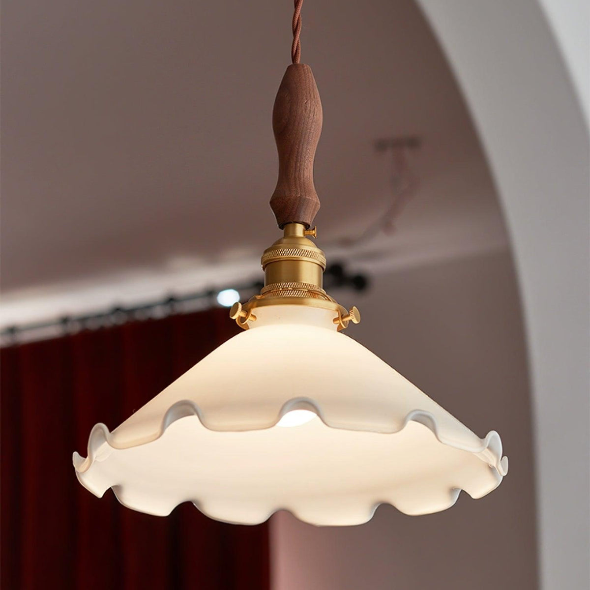 Flower Petals Swag Pendant Light — Brass & Glass Modern Hanging Lamp