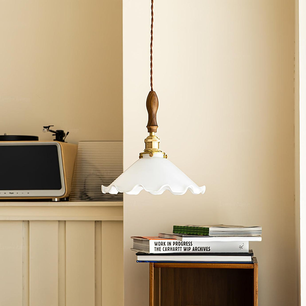 Flower Petals Swag Pendant Light — Brass & Glass Modern Hanging Lamp