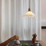 Flower Petals Swag Pendant Light — Brass & Glass Modern Hanging Lamp