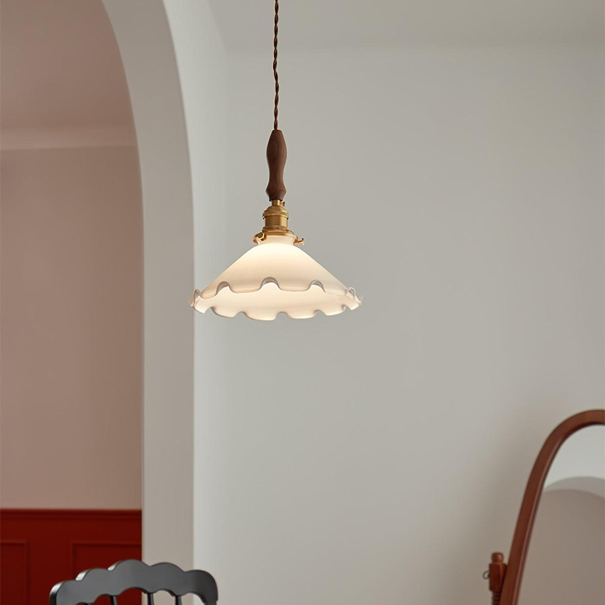 Flower Petals Swag Pendant Light — Brass & Glass Modern Hanging Lamp