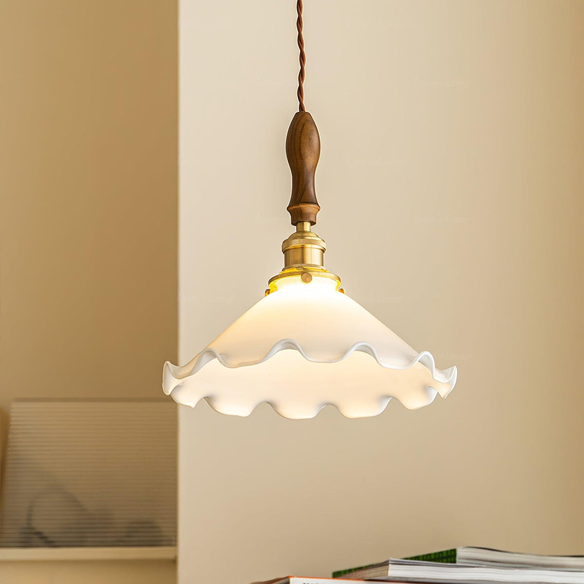 Flower Petals Swag Pendant Light — Brass & Glass Modern Hanging Lamp