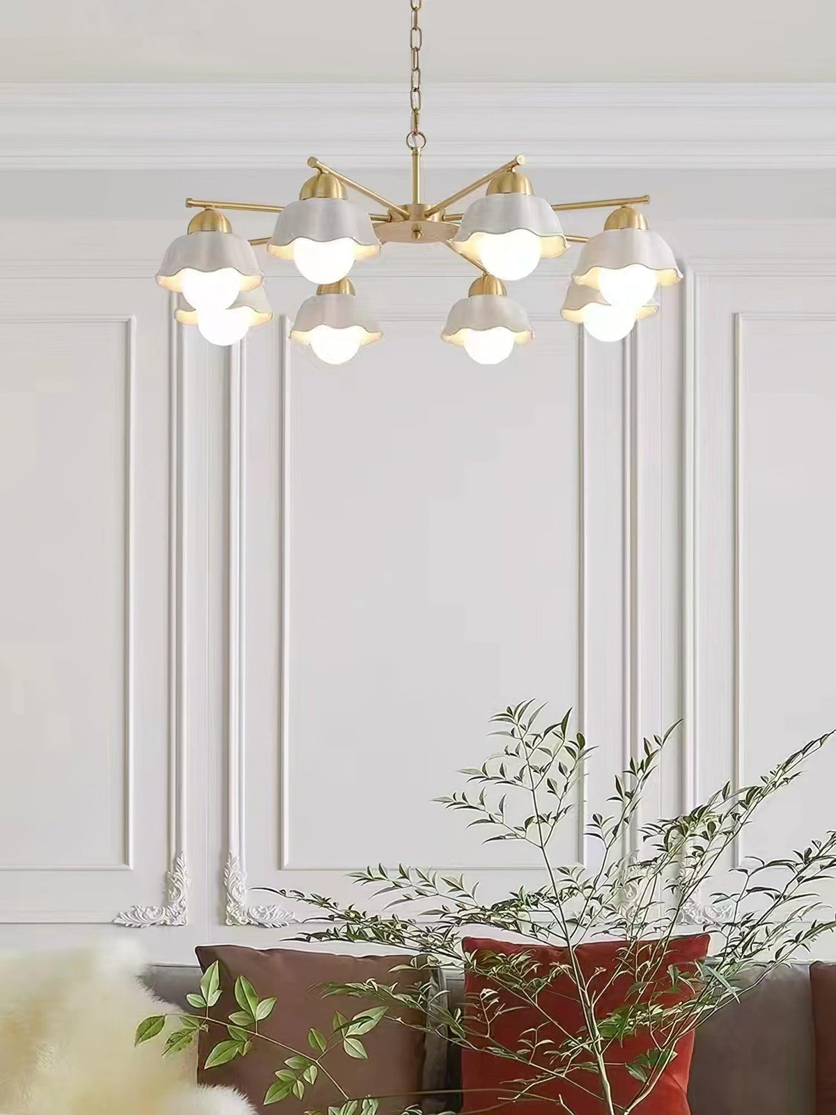 flower-shade-brass-chandelier